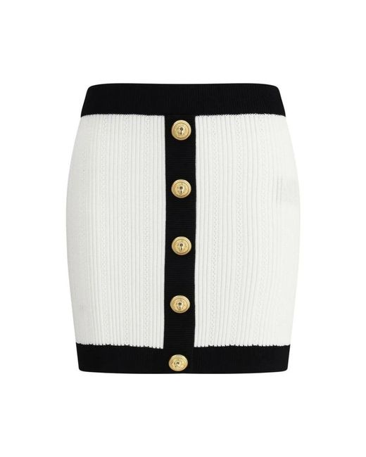 Balmain Geribbelde Gebreide Mini Rok in het Black