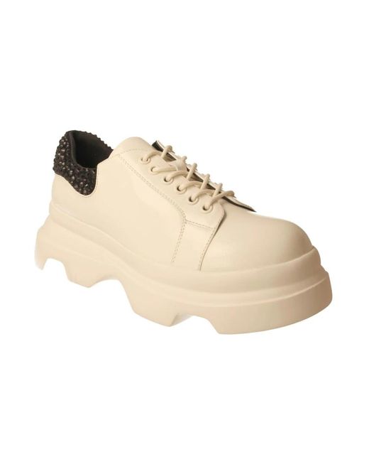 Zapato De Mujer De Piel Blanca Con Detalle De Stass Negro, Mujer, Talla Jeannot de color Natural