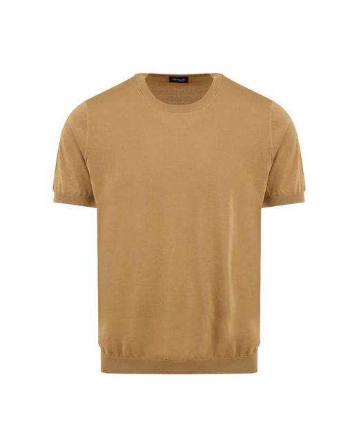 Drumohr Tops ,Bruin ,Bruine T-Shirt En Polo Collectie in het Natural voor heren
