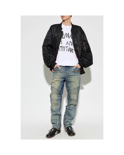 Balmain Geprinte Nylon Bomberjack in het Black voor heren