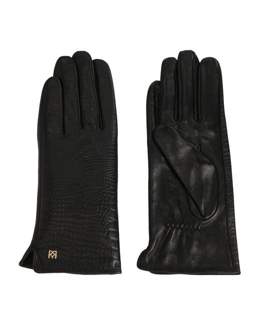 Kazar Accessoires ,Zwart ,Leer Zwarte Handschoenen Versierd Met Een Krokusinzet in het Black