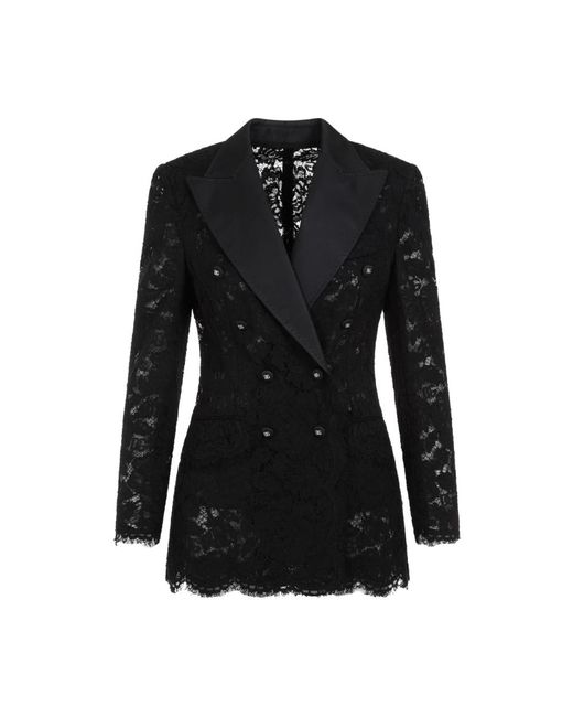Giacca in pizzo nero moda donna di Dolce & Gabbana in Black