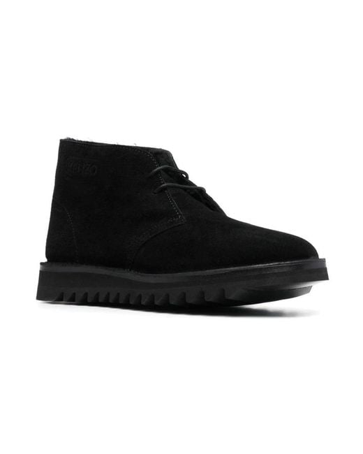 KENZO Black Lace-Up Boots for men