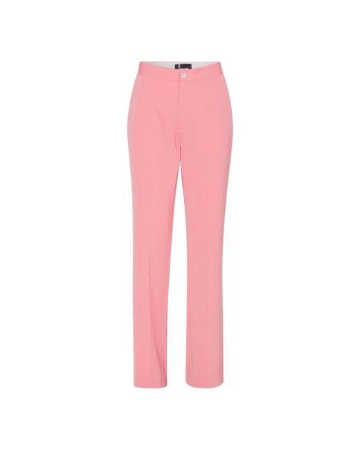 Custommade• Broeken ,Roze ,Wol Peony Slim Fit Broek in het Pink