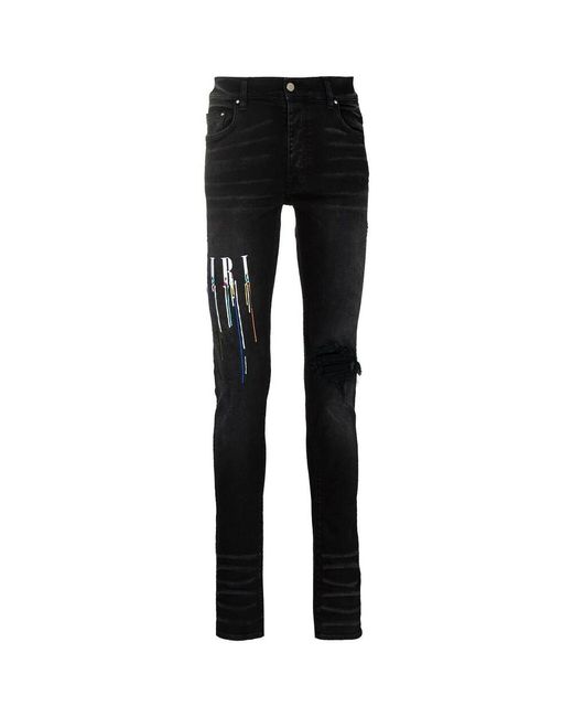 Amiri Denim Paint Drip Logo JEANs in Schwarz für Herren Lyst