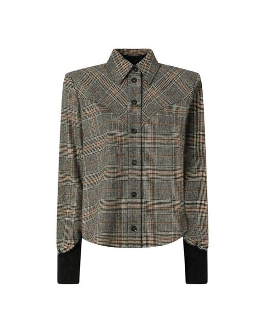 Pinko Berta Camicia Check Filo in het Green