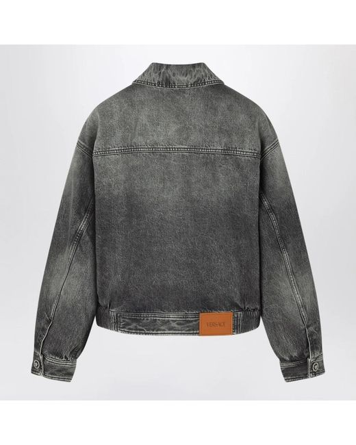 Versace Gray Denim Jackets for men