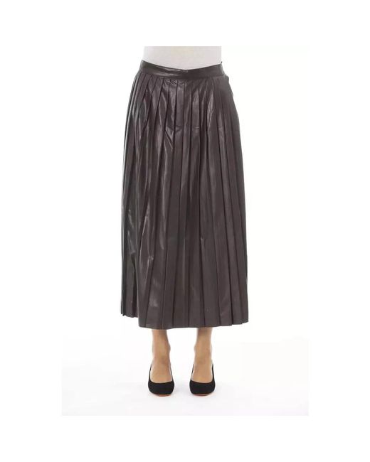Falda marrón plisada de cuero sintético Alpha Studio de color Gray