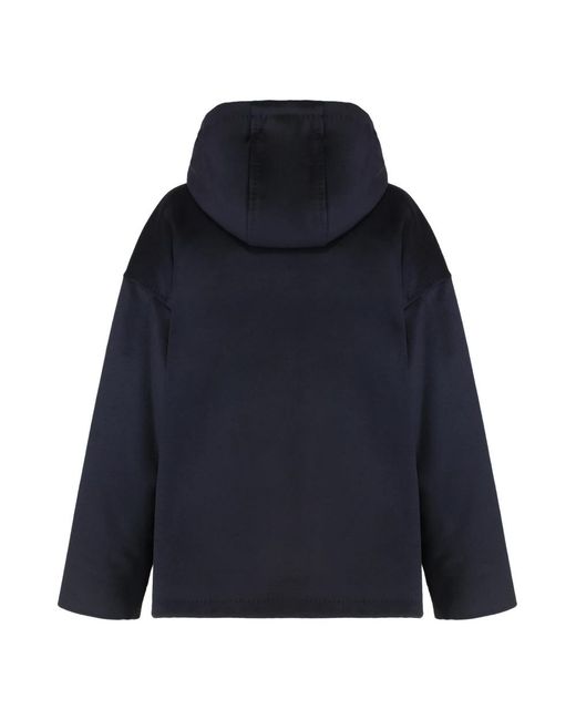 Max Mara Hoodies & Sweatvesten ,Blauw ,Wol Derris Wool Broadcloth Sweatshirt in het Blue