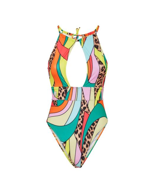 Philipp Plein Badmode ,Veelkleurig ,Polyester Monokini Patchwork in het Green