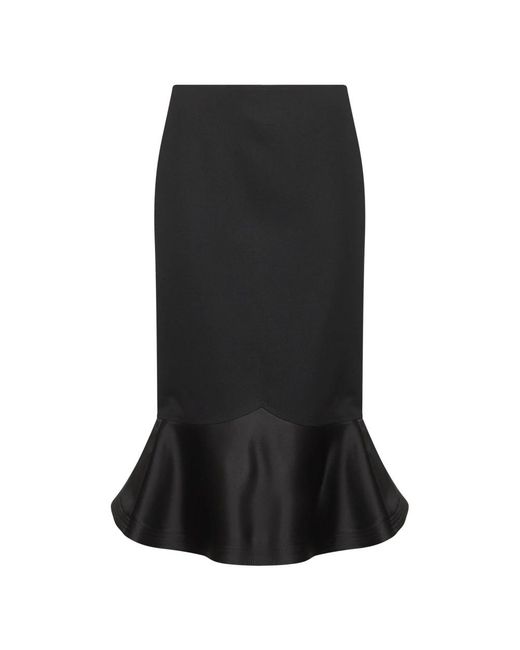 Fendi Rokken ,Zwart ,Wol Zwarte Wol Peplum Midi Rok in het Black