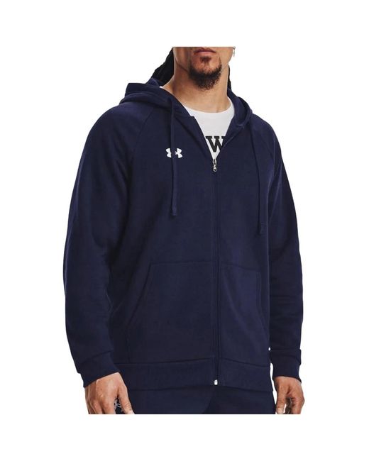 Under Armour Hoodies & Sweatvesten ,Blauw ,Katoen Midnight Fleece Zip Hoodie in het Blue voor heren