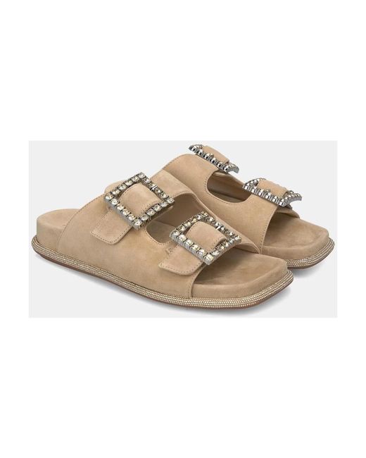 Alma En Pena. Natural Glitzernde flache sandale