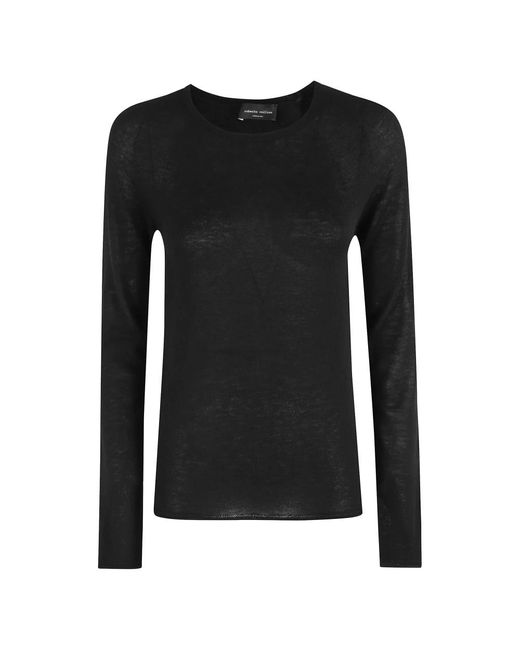 Round-Neck Knitwear Roberto Collina de color Black