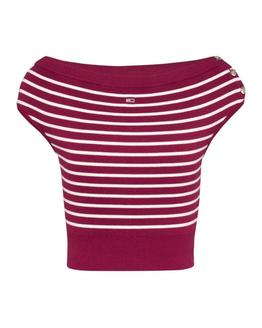 Round-Neck Knitwear Tommy Hilfiger de color Red