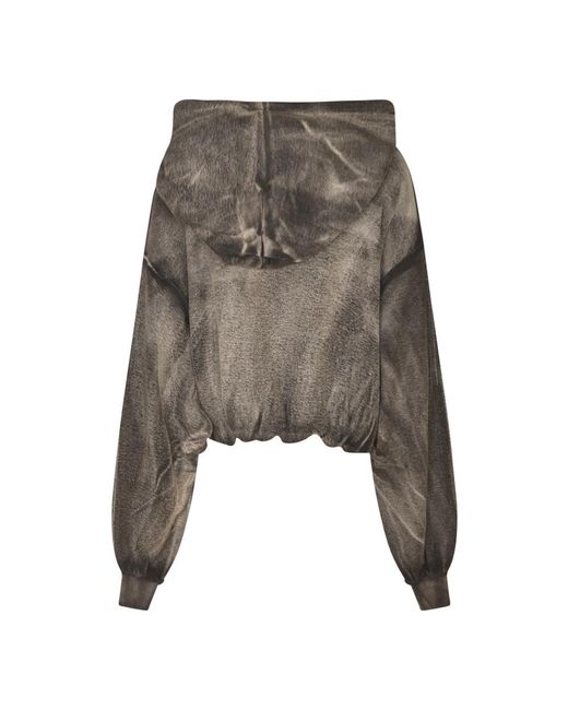 R13 Hoodies & Sweatvesten ,Zwart ,Katoen Balloon Popover Hoodie in het Brown