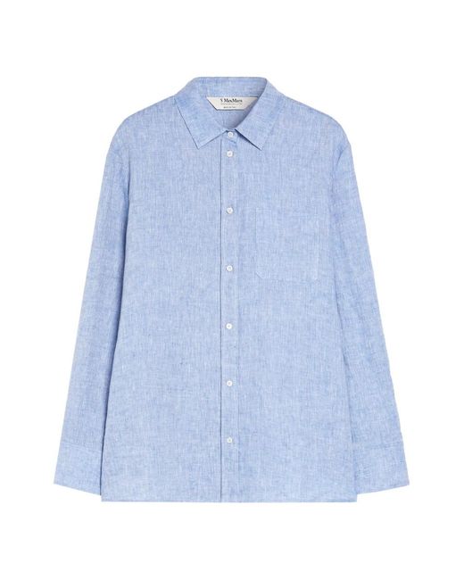 Max Mara Overhemden ,Blauw ,Katoen Light Jeans Elise Shirt in het Blue