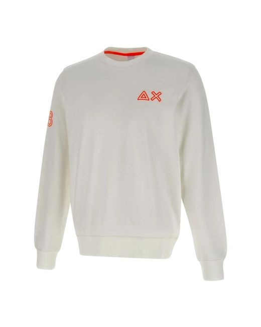 Sun 68 Hoodies & Sweatvesten ,Wit ,Katoen Fluo Fleece Sweatshirt in het White voor heren