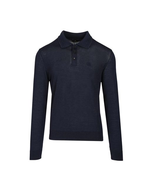 Etro Woll-Seiden-Polohemd in Blue für Herren