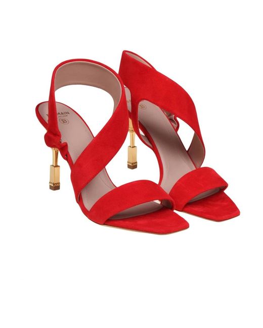 Balmain Red High Heel Sandals
