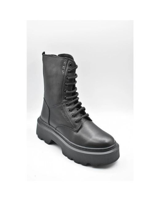 Janet & Janet Black Lace-Up Boots