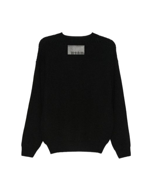 MSGM Black Round-Neck Knitwear for men