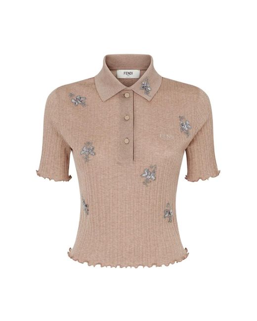 Fendi Round-Neck Knitwear in het Natural