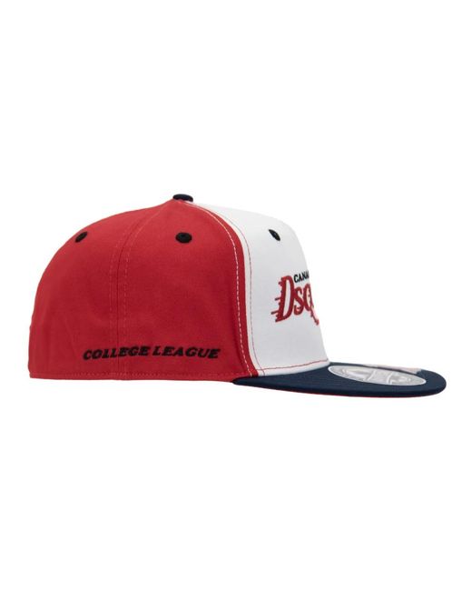 DSquared² Red Bestickte Baseballkappe Mit Silikondetail