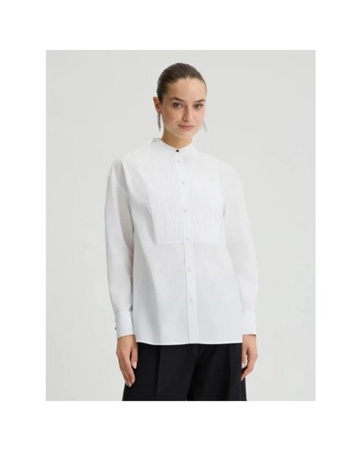 Liu Jo Overhemden ,Wit ,Katoen Elegante Katoenen Popeline Mao Kraag Shirt in het White