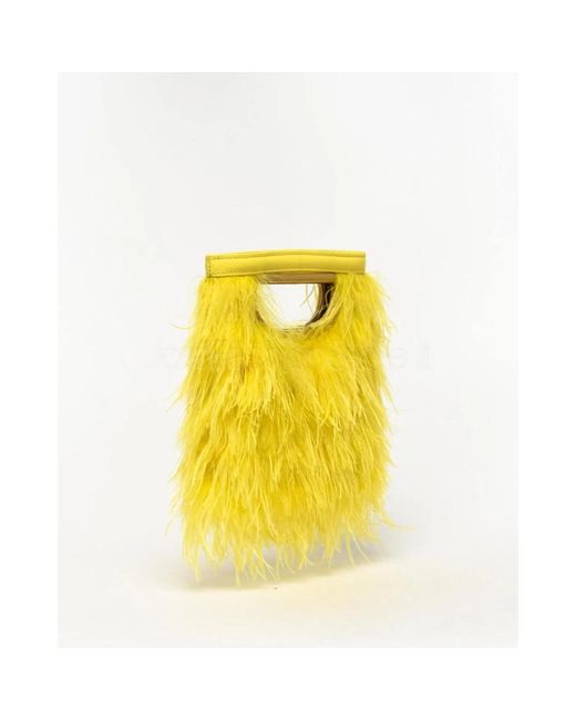 Pinko Yellow Federn mini handtasche square