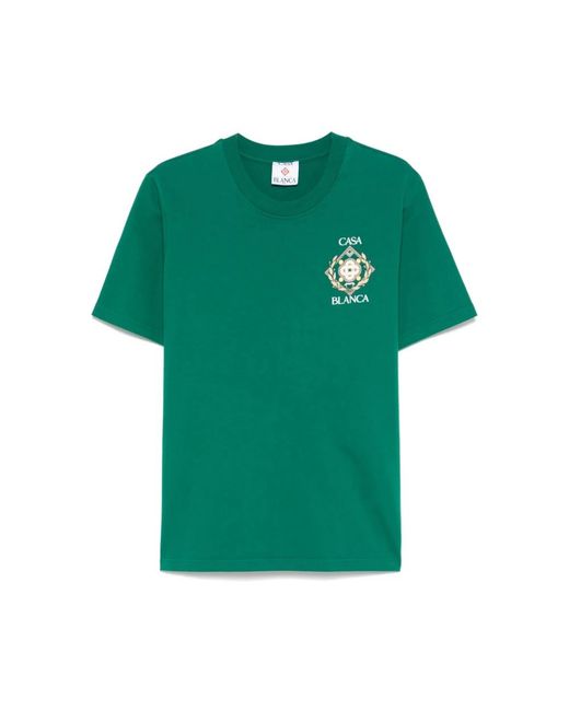 Casablanca Grünes Logo-Print Crew Neck T-Shirt in Green für Herren