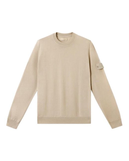 Stone Island White Round-Neck Knitwear for men