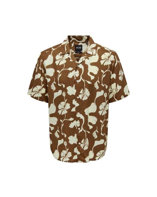 Only & Sons Kurzarm viskose hemd kollektion in Brown für Herren