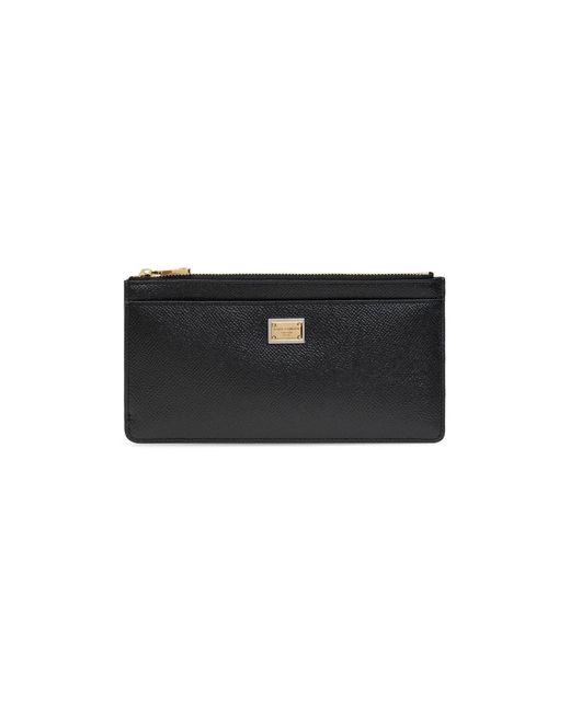 Dolce & Gabbana Black Large Card Holder With Branded Plate And Zip