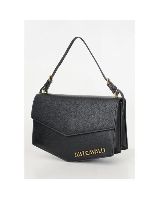 Just Cavalli Black Schwarze schultertasche mit körniger textur
