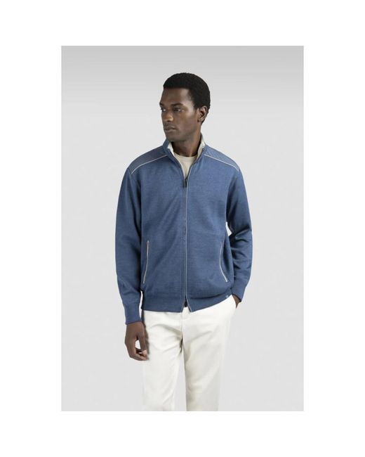 Paul & Shark Truien & Vesten ,Blauw ,Wol Luxe Wol Zip-Up Sweater in het Blue voor heren