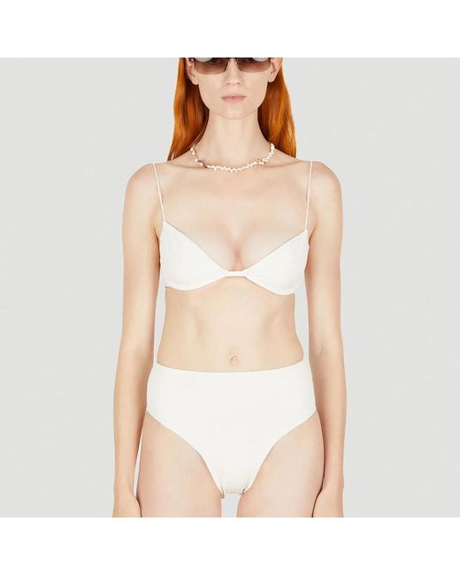 Ziah Badmode ,Wit ,Retro High Waist Bikini Bottoms in het White