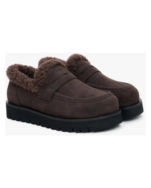 ESTRO Black Hohe Slipper Mit Fellfutter