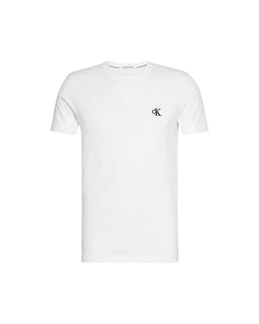 Calvin Klein Weißes Baumwoll Slim Tee Shirt in White für Herren