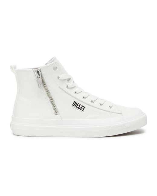 DIESEL S-athos dv mid - high top-sneakers mit seitlichem reißverschluss in White für Herren