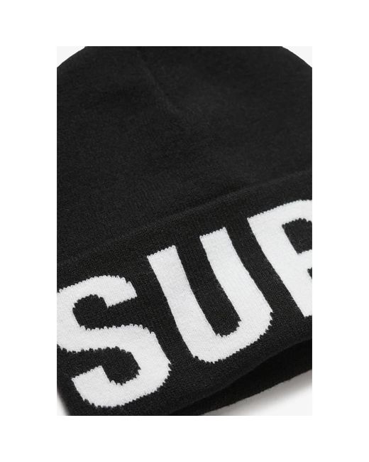 Superdry Black Gestrickte Beanie Mütze Schwarz