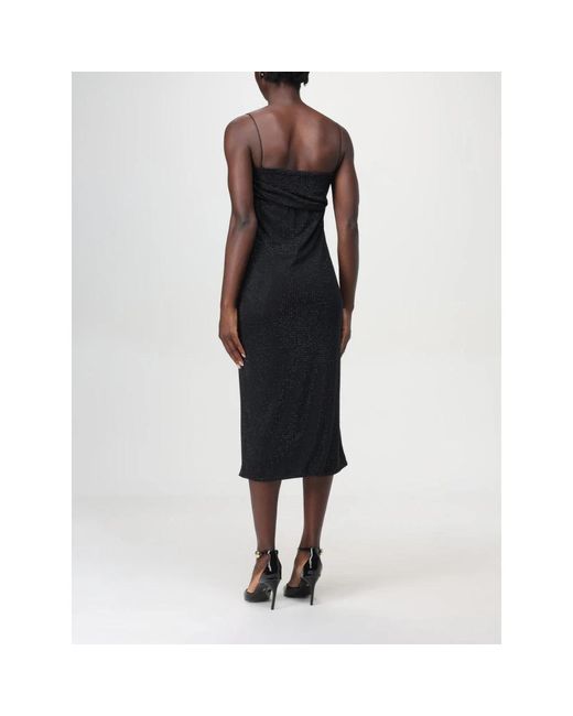 Philosophy Di Lorenzo Serafini Black Schwarzes Midi-Kleid Mit Funkelnden Steinen