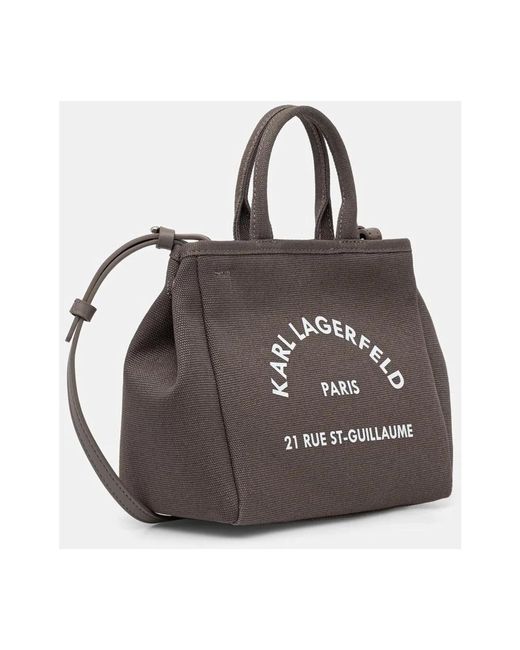 Karl Lagerfeld Brown Mini Logo-Print Canvas Crossbody