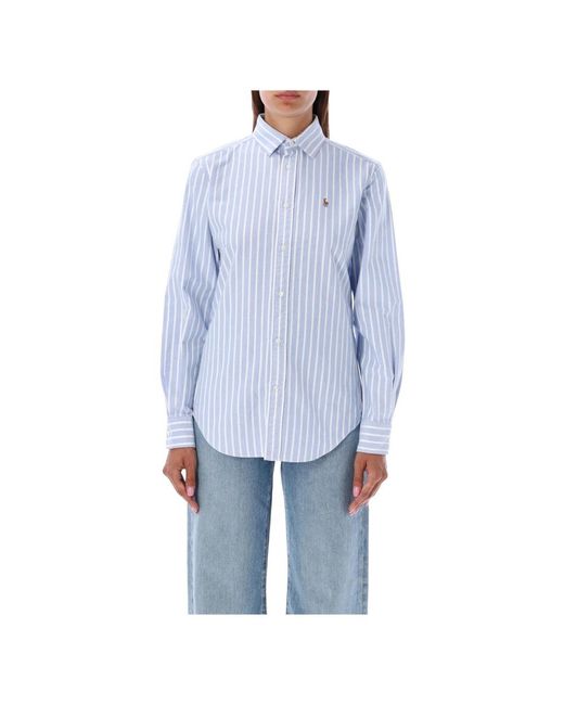 Camicia a righe in cotone oxford di Ralph Lauren in Blue