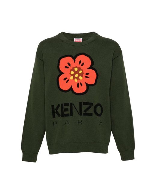 KENZO Green Round-Neck Knitwear for men