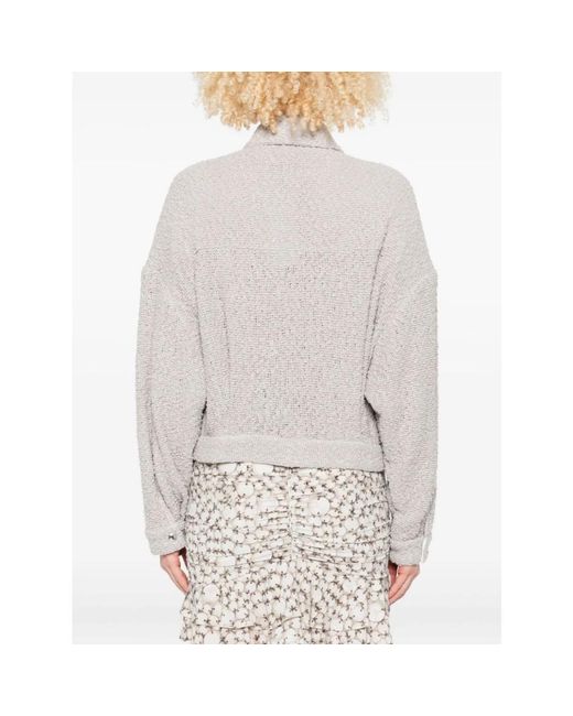 IRO Gray Strukturierte Graue Jacke Kragen Lange Ärmel