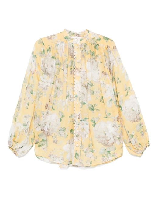 Zimmermann Overhemden ,Geel ,Acacia Scallop Blouse in het Metallic
