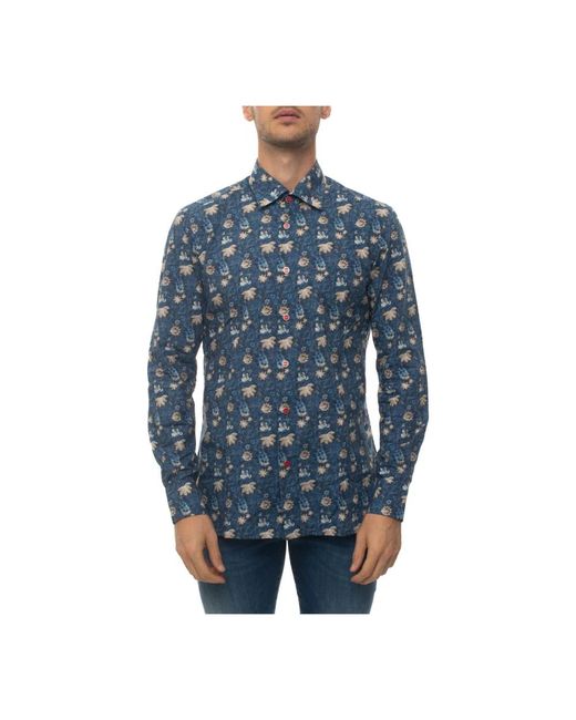 Kiton Casual Overhemden in het Blue voor heren