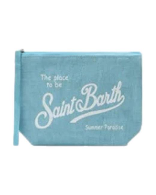 Mc2 Saint Barth Aline Linen Clutch Bag in het Blue
