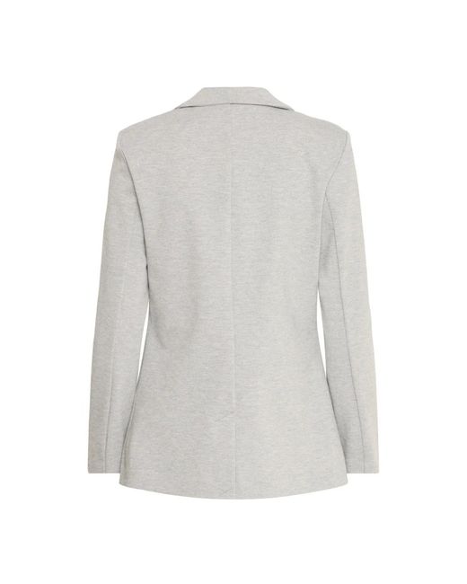 Ichi Jassen ,Grijs ,Leer Grijze Melange Blazer Jas Lange Mouw in het Gray